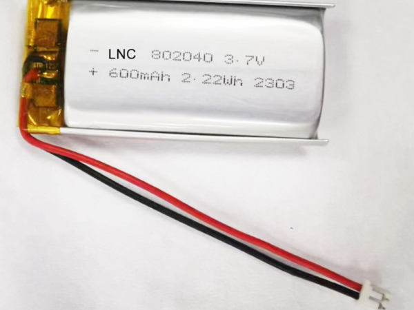 802040 3.7v 600mah 2.22wh lipo battery
