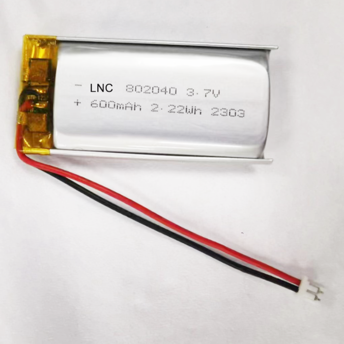 802040 3.7v 600mah 2.22wh lipo battery