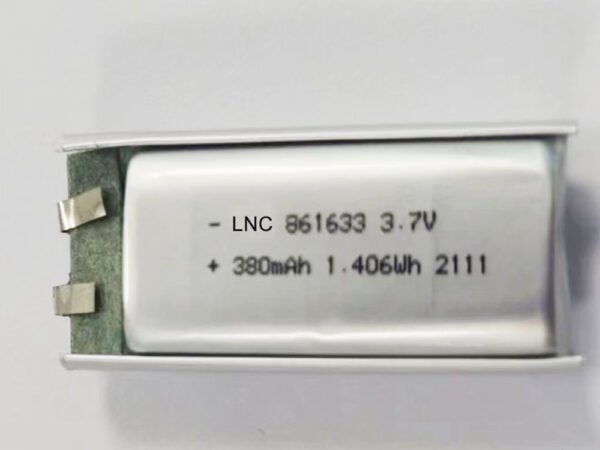 861633 3.7v 380mah 1.406wh lipo battery