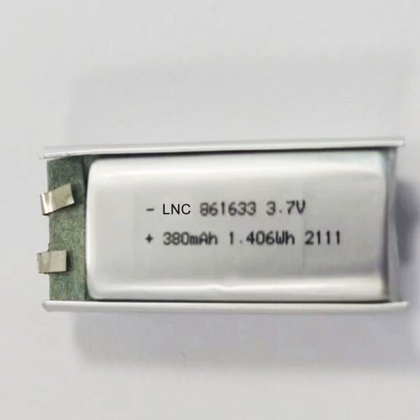 861633 3.7v 380mah 1.406wh lipo battery