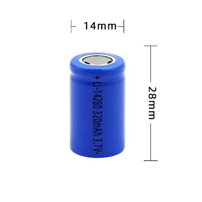 Li-ion cylindrical rechargeable batteries 14280C 320mAh for Massagers, Electric Toothbrushes, Breast Pumps, etc.