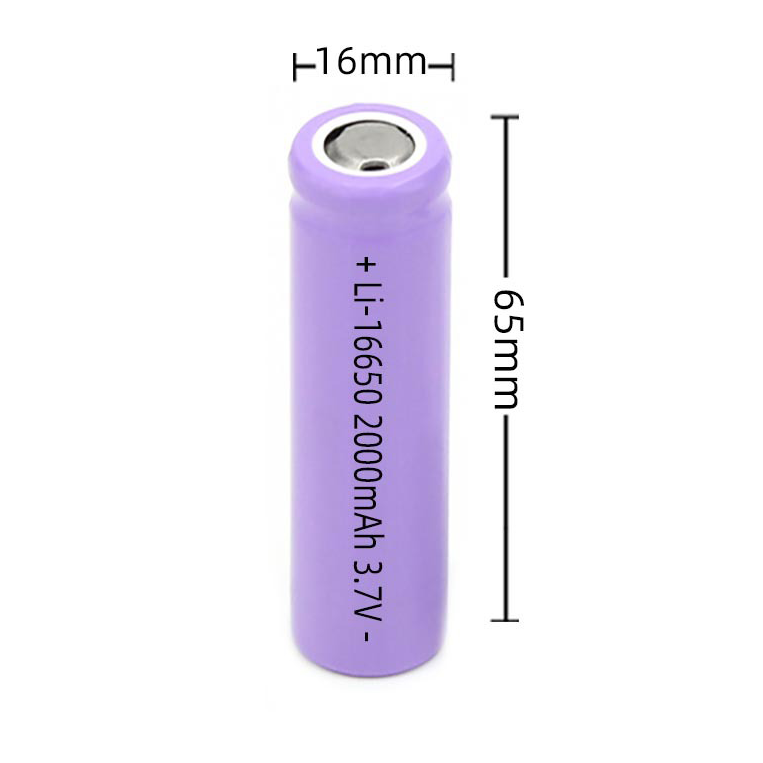 Rechargeable cylindrical li ion battery 16650 2000mAh for Camping Lanterns, Percussion Massagers, etc.