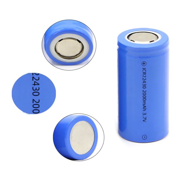 High quality 22430 2000mAh li-ion cylindrical rechargeable battery pack with PCM for flashlight battery