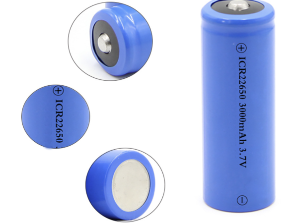 High quality 22650 3000mAh li-ion cylindrical rechargeable battery for high-brightness flashlight