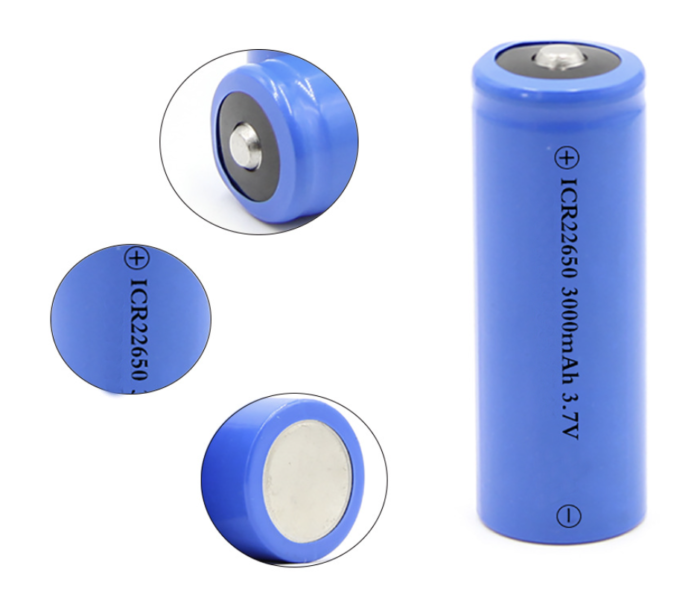 High quality 22650 3000mAh li-ion cylindrical rechargeable battery for high-brightness flashlight