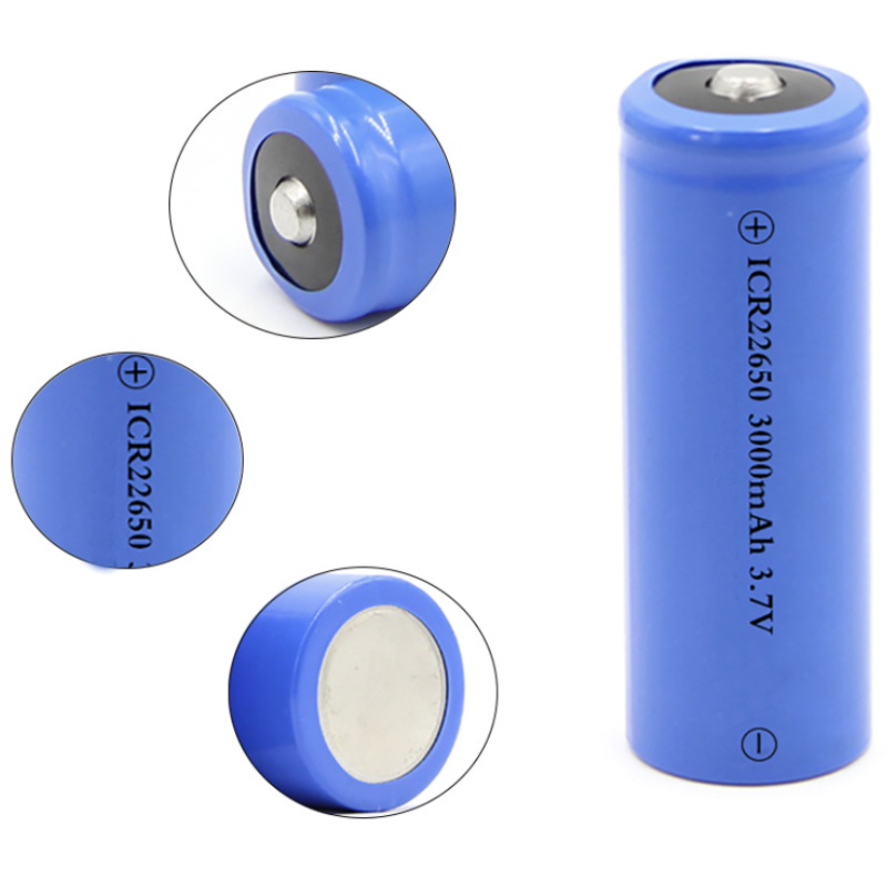 High quality 22650 3000mAh li-ion cylindrical rechargeable battery for high-brightness flashlight