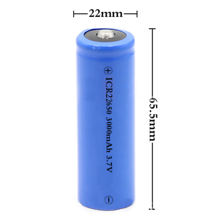 High quality 22650 3000mAh li-ion cylindrical rechargeable battery for high-brightness flashlight