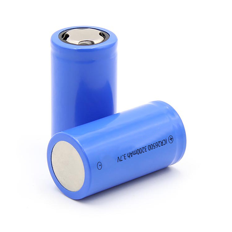 High performance 3.7V 3200mAh ICR 26500 lithium ion battery with flat terminals