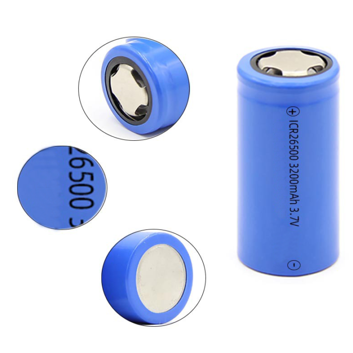 High performance 3.7V 3200mAh ICR 26500 lithium ion battery with flat terminals