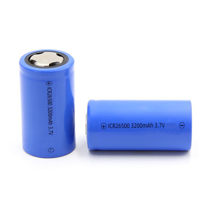 High performance 3.7V 3200mAh ICR 26500 lithium ion battery with flat terminals