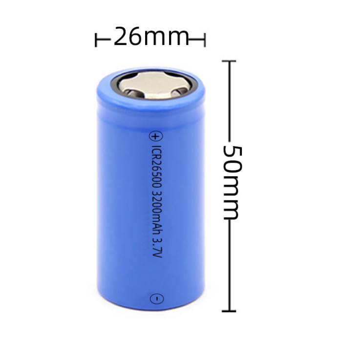 High performance 3.7V 3200mAh ICR 26500 lithium ion battery with flat terminals