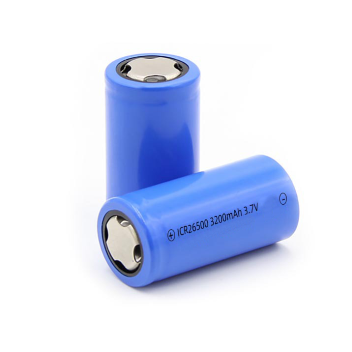 High performance 3.7V 3200mAh ICR 26500 lithium ion battery with flat terminals