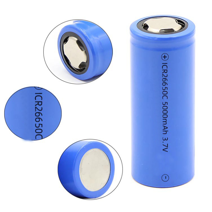 High quality and High Capacity 3.7V 26650 5000mAh li-ion cylindrical rechargeable batteries for flashlight