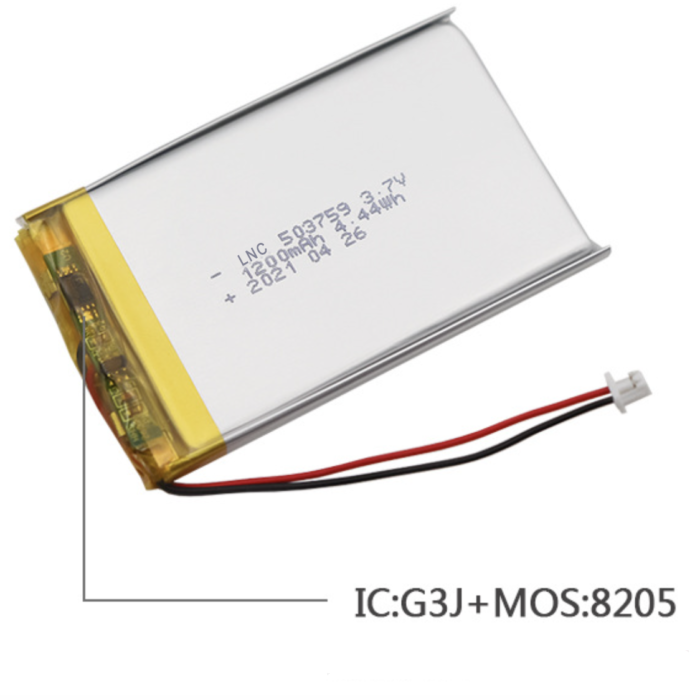 503759 3.7v 1200mAh polymer lithium battery for beauty instrument, breast pump and other smart homes