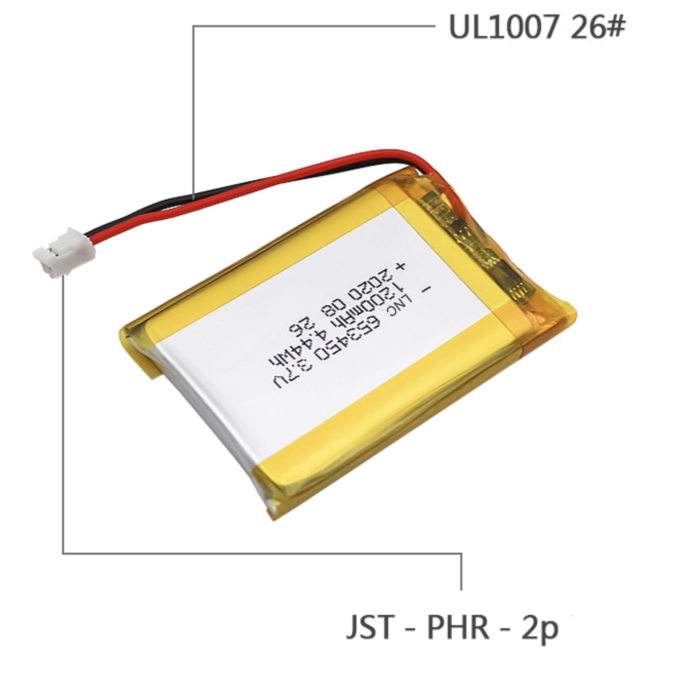 3.7V 1200mAH LP653450 Polymer lithium ion battery for TOY,GPS,speaker