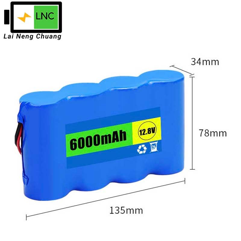 Customized 12.8V 6Ah LiFePO4 lithium-ion battery pack, 76.8Wh LFP phosphate battery for UPS backup power.