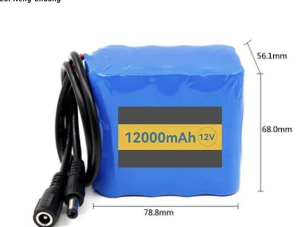 12V 12000mAh 3S4P 18650 Li-ion Battery Pack for solar systems, power tools, and electronics.