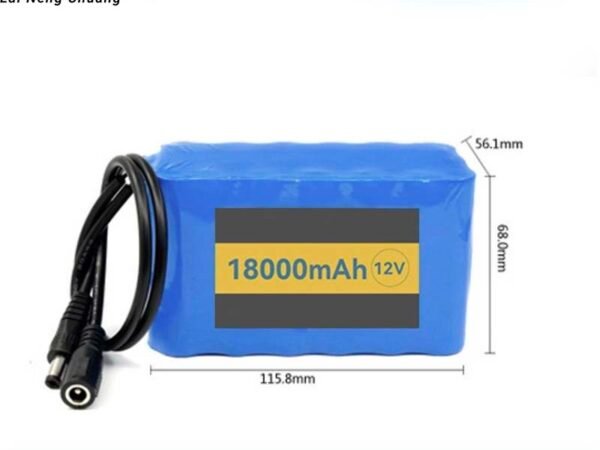 12V 18000mAh 3S6P Li-ion Rechargeable Battery for solar systems, electronics, and high-power devices.