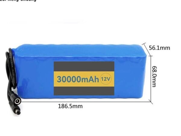 High Capacity 12V 30000mAh 3S10P Li-ion Rechargeable Battery for solar systems and electronics.
