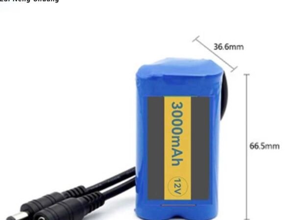 12V 3000mAh 3S1P Li-ion Battery Pack for power tools, solar systems, and electronics.