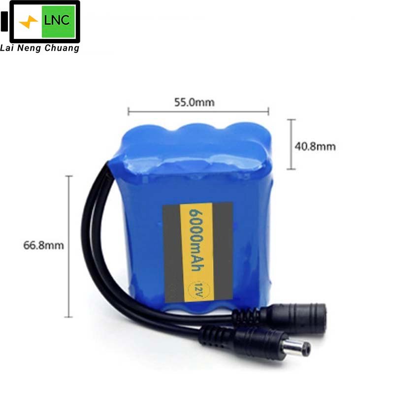 High Capacity 12V 6000mAh 3S2P 18650 Li-ion Battery Pack for solar systems and devices.