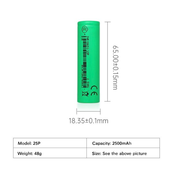 18650-25P ncm EVE 18650-25P NCM Li-ion cell, high-capacity rechargeable battery for power applications.