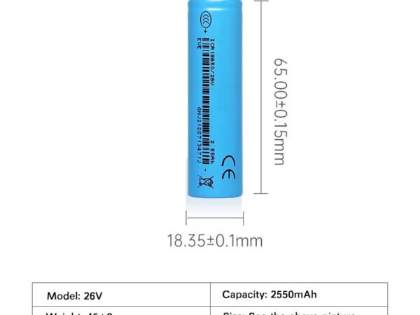 3.6V 2600mAh 18650-26V NCM Li-ion cell, ideal for high-drain power applications.