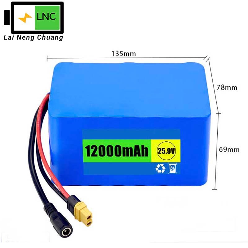 High capacity 25.9V 12Ah 7S4P 18650 Li-ion rechargeable battery for tools, electronics, and AGV applications