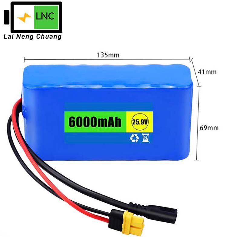 High capacity 25.9V 6Ah 7S2P 18650 Li-ion rechargeable battery for tools and electronics