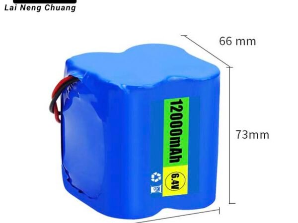 32700 LiFePO4 2S2P 6.4V 12Ah lithium battery pack with output line and connector for solar street lights.
