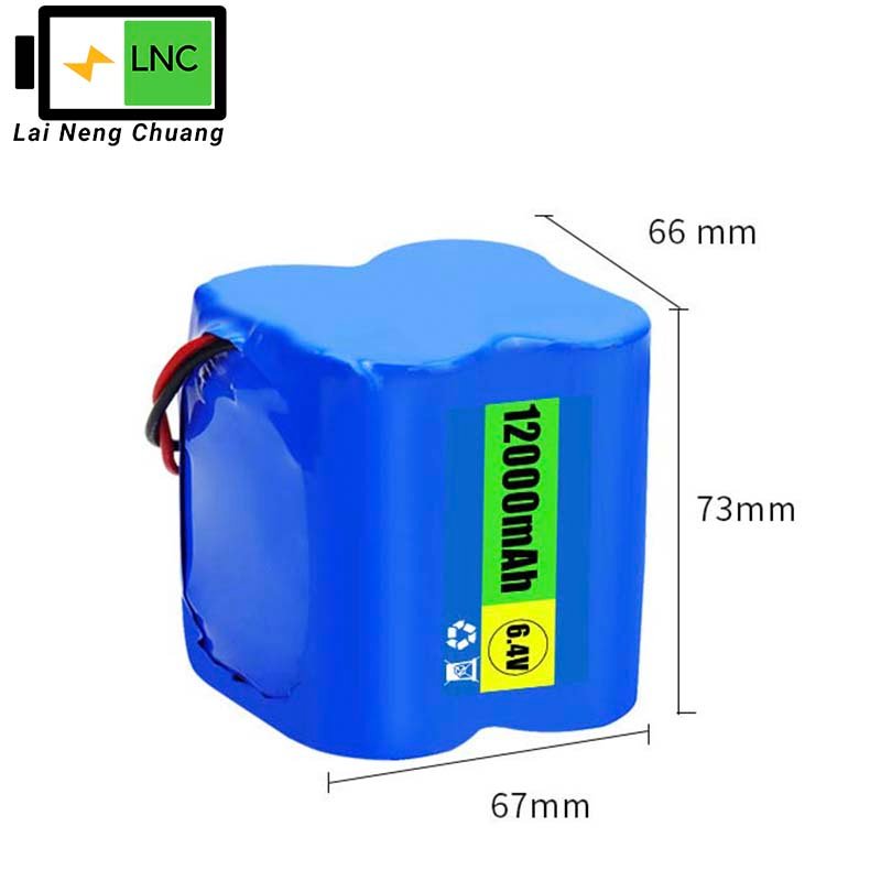 32700 LiFePO4 2S2P 6.4V 12Ah lithium battery pack with output line and connector for solar street lights.