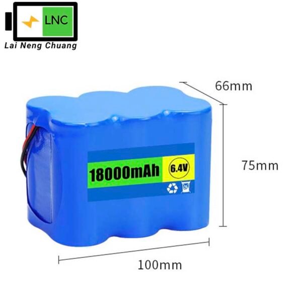 6.4V 18Ah LiFePO4 32700 lithium battery pack for emergency LED lights and solar lamps.