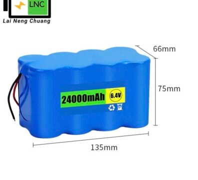32700 6.4V 24Ah LiFePO4 battery pack with safe design for solar street light applications.