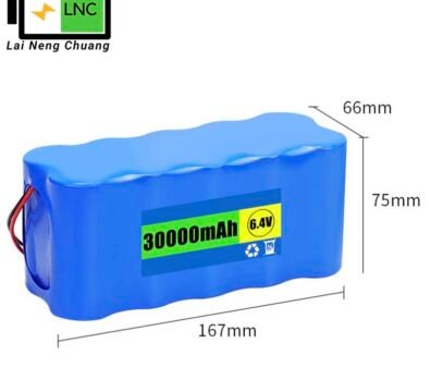 Customized 6.4V 30Ah LiFePO4 lithium iron phosphate battery pack for high-capacity rechargeable applications.