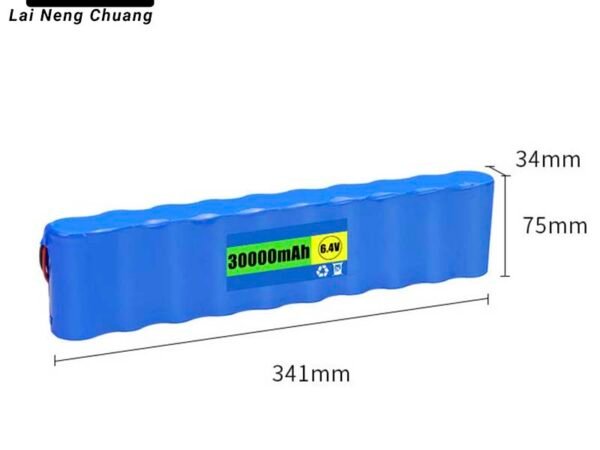 Customized 6.4V 30Ah LiFePO4 rechargeable lithium battery pack for high-capacity energy storage.