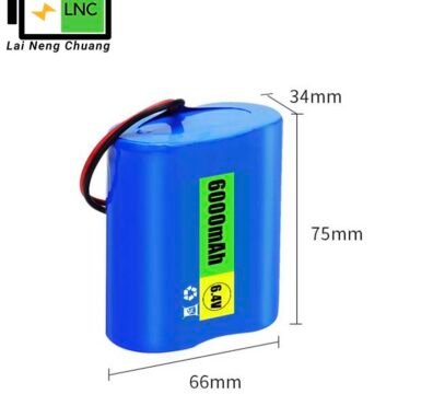 32700 2S1P LiFePO4 6V 6.4V 6Ah rechargeable lithium iron phosphate battery pack with compact blue-wrapped design and nickel tabs for solar, LED lighting, and backup power applications.
