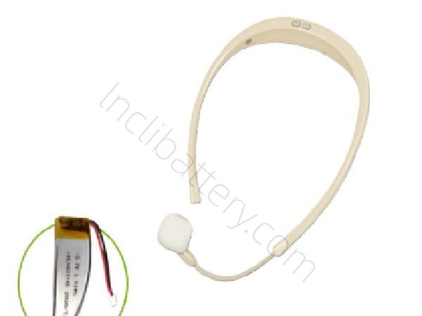 Curved 3.7V 400mAh LiPo battery used in wireless microphones and audio devices