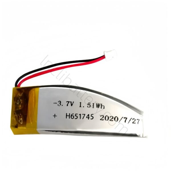 3.7V 400mAh 651745 angled curved LiPo battery for wireless microphones