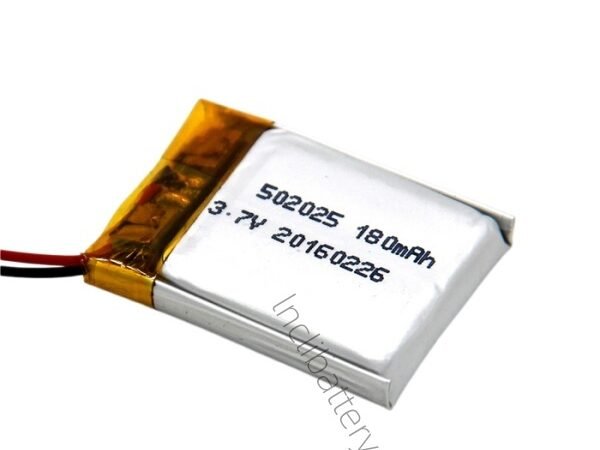 502025 3.7V 180mAh LiPo battery for wearable sensors and IoT electronics