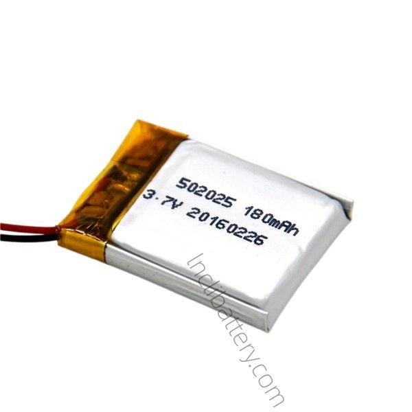 502025 3.7V 180mAh LiPo battery for wearable sensors and IoT electronics