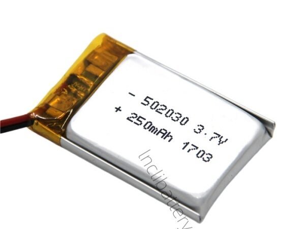502030 3.7V 250mAh LiPo battery for wearable and portable electronics