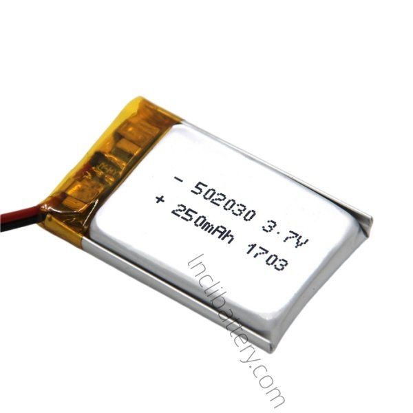 502030 3.7V 250mAh LiPo battery for wearable and portable electronics