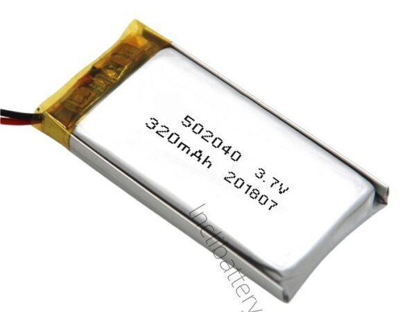 502040 3.7V 320mAh LiPo battery for GPS tracking and wearable devices