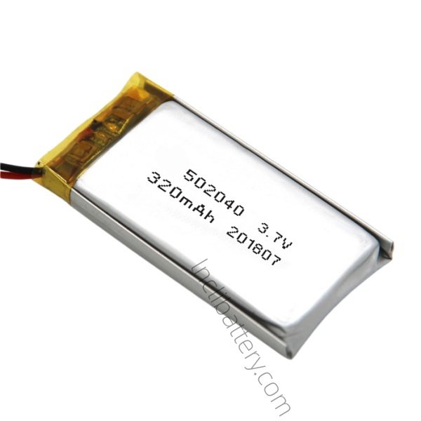 502040 3.7V 320mAh LiPo battery for GPS tracking and wearable devices