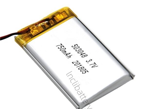 503048 3.7V 750mAh lithium polymer battery for compact portable electronics and wearable devices