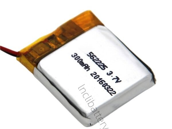 562225 3.7V 300mAh lithium polymer battery for wearable electronics and medical devices