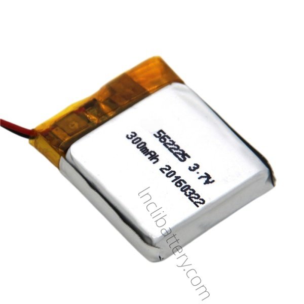 562225 3.7V 300mAh lithium polymer battery for wearable electronics and medical devices