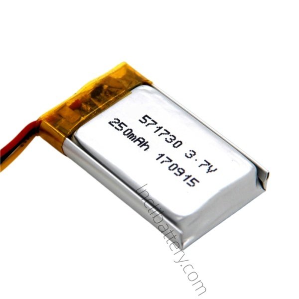 571730 3.7V 250mAh lithium polymer battery for miniature and wearable electronic devices