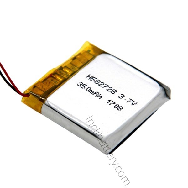 582728 3.7V 350mAh lithium polymer battery for wearable electronics and IoT compact devices