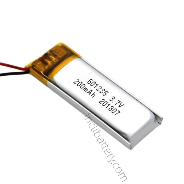 601235 3.7V 200mAh lithium polymer battery for compact smart devices and wearable electronics